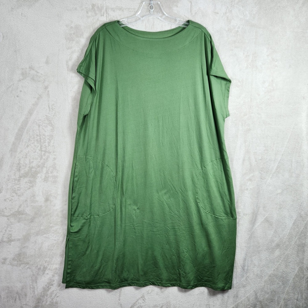 MUK LUKS Lounge Dress Womens 1X Army Green Cloud Knit Boat Neck Pockets A677911